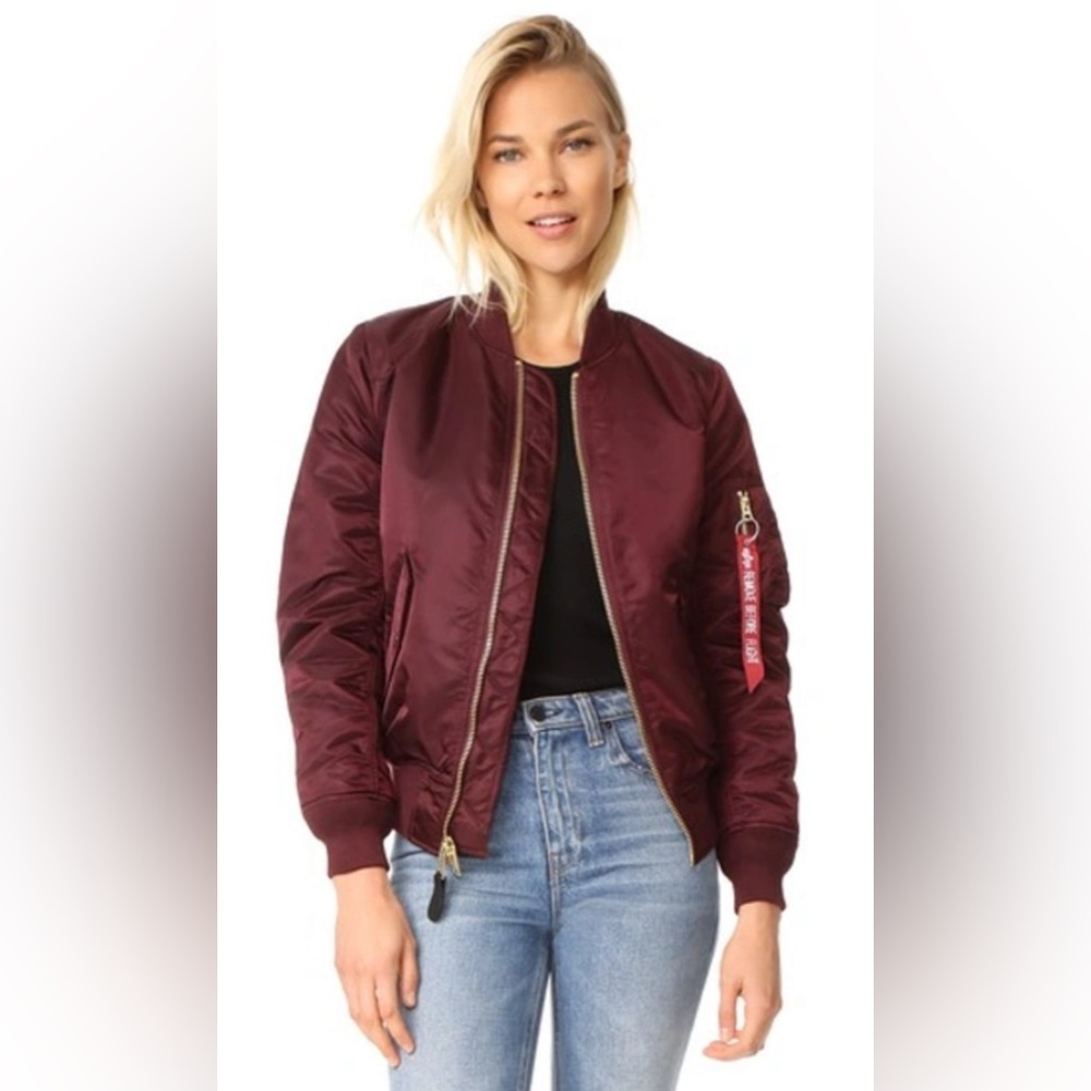 Alpha Industries Reversible Flight Jacket. Size Medium. Maroon.